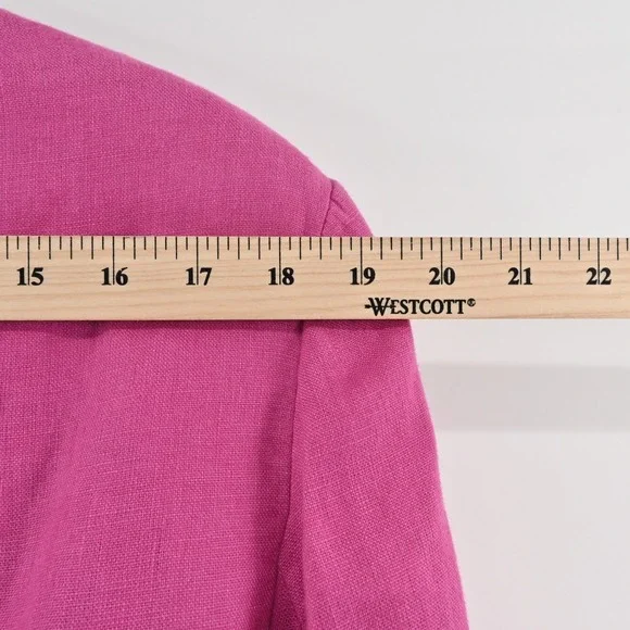 FARM RIO Womens Oversized Linen Blazer Size M Pink Single Breasted Shoulder Pads - Picture 5 of 13